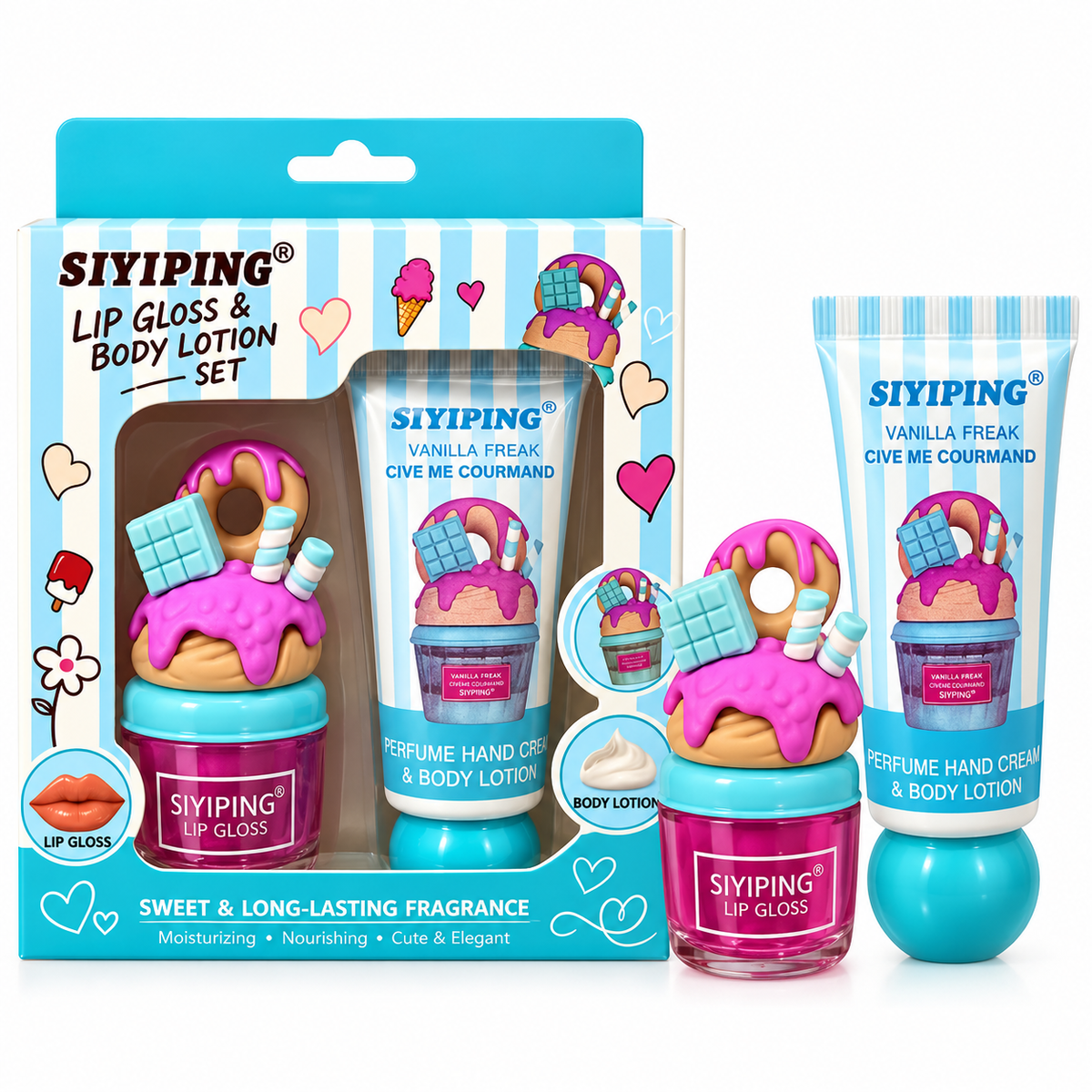 Siyiping Vanilla Freak Lipgloss & Body Lotion Set