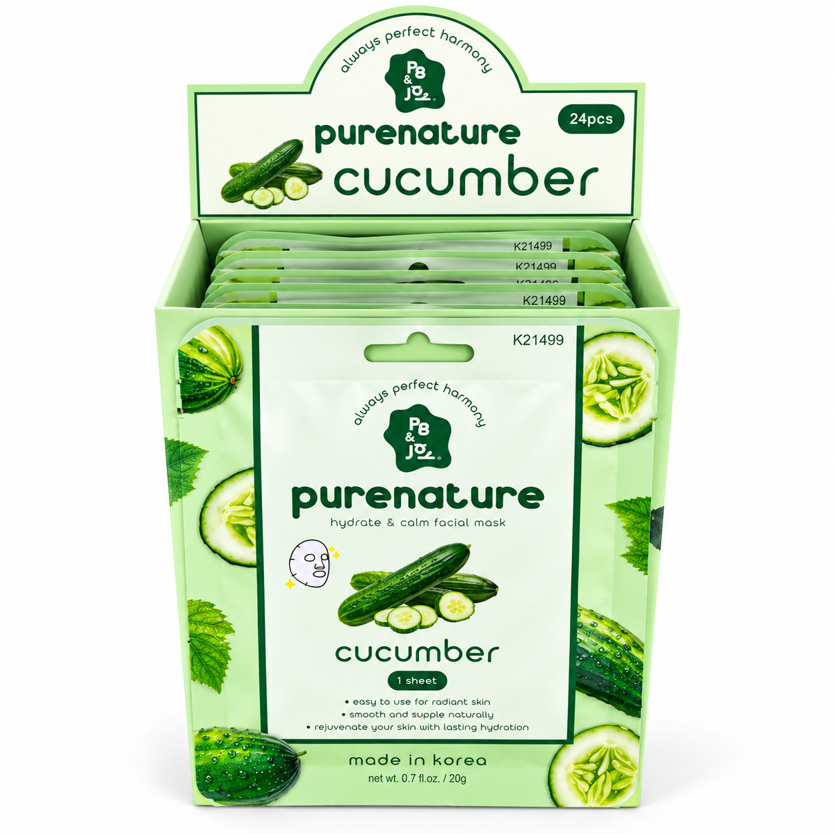 PB & Jay Korean Purenature Cucumber Face Sheet Mask