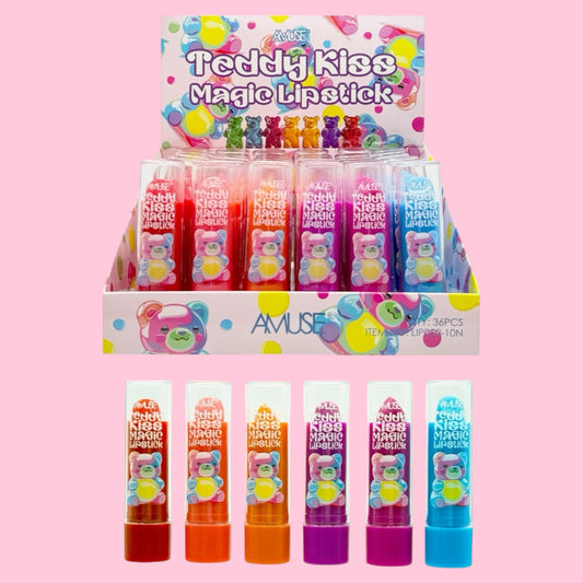 36PCS DISPLAY AMUSE TEDDY KISS MAGIC LIPSTICK LIP050-10N