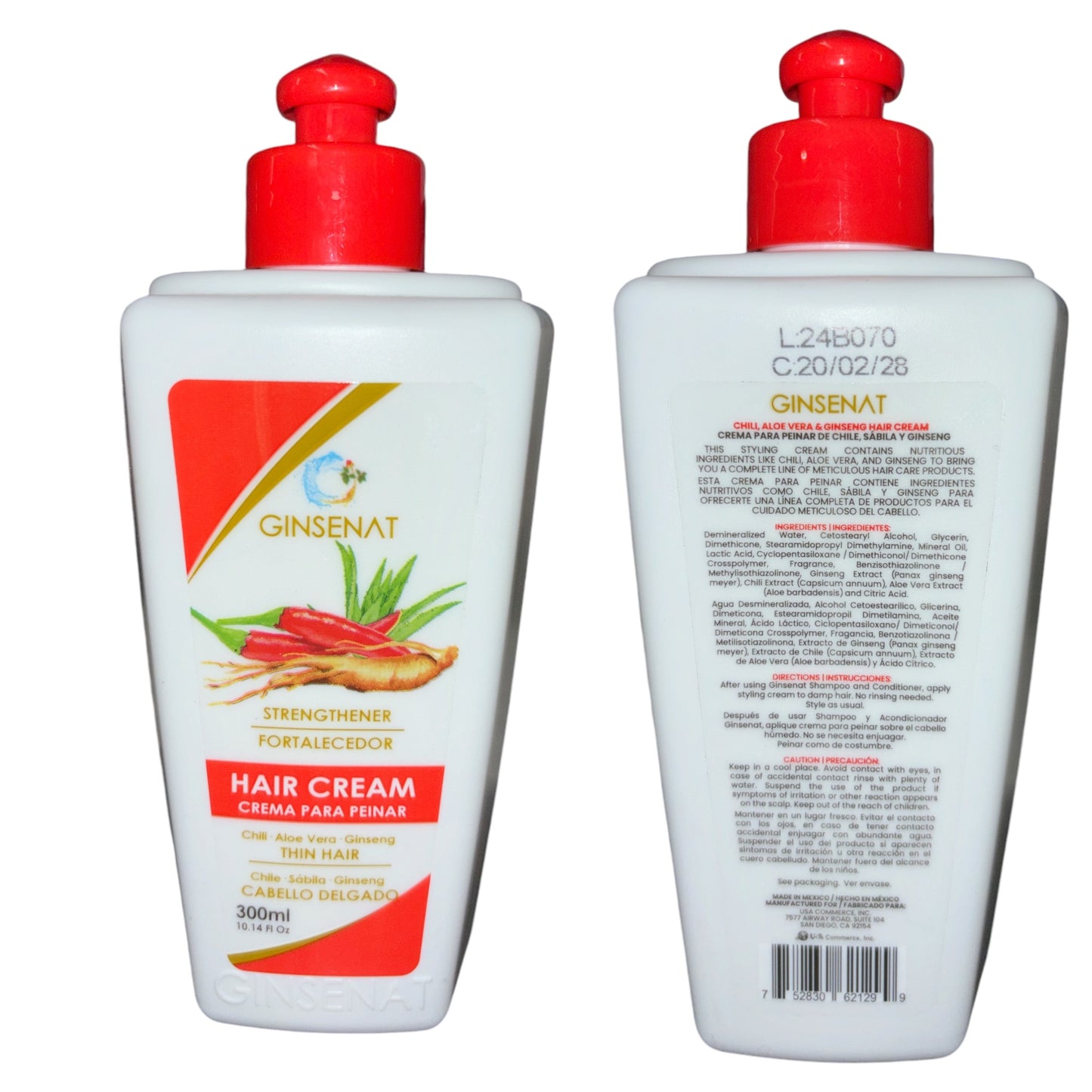 2PCS GINSENAT HAIR CREAM CHILL, ALOE VERA, GINSENG THIN HAIR 300ML 2129