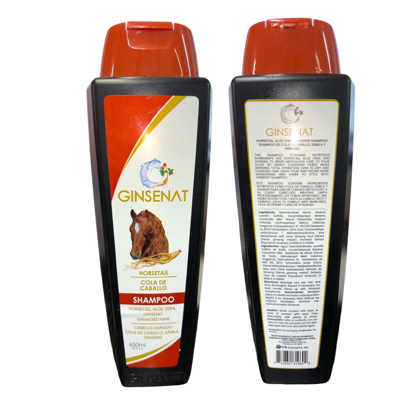 2PCS GINSENAT SHAMPOO HORSETAIL, ALOE VERA GINSENG DAMAGED HAIR 650ML 1969
