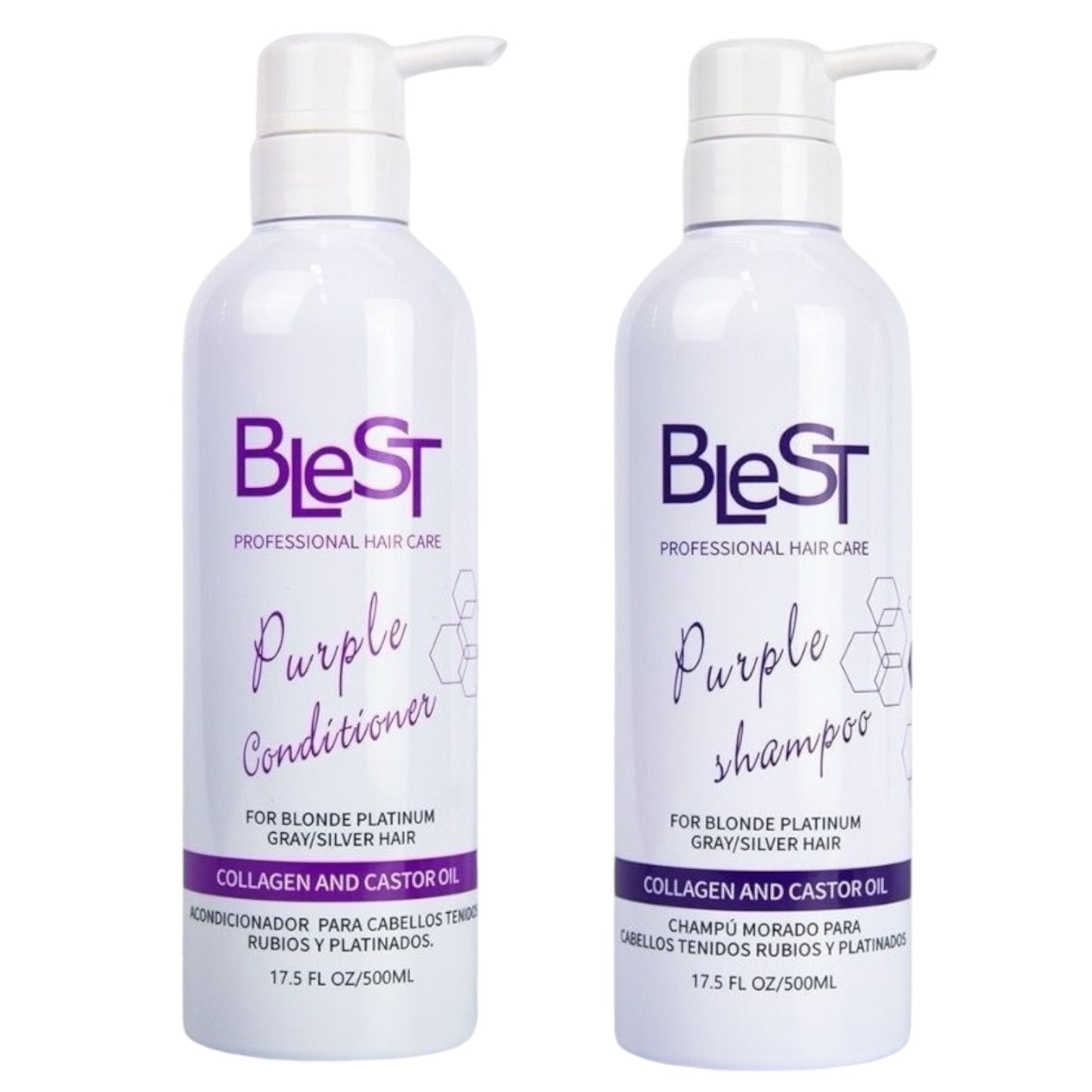 BLEST PURPLE SHAMPOO AND CONDITIONER 2PCS SET WITH COLLAGEN AND CASTOR OIL