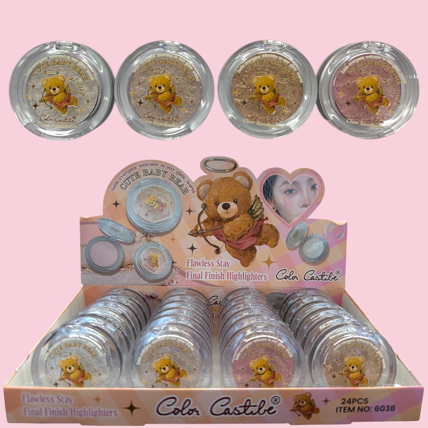 24PCS DISPLAY COLOR CASTILE CUTE BEAR HIGHLIGHTER 6038