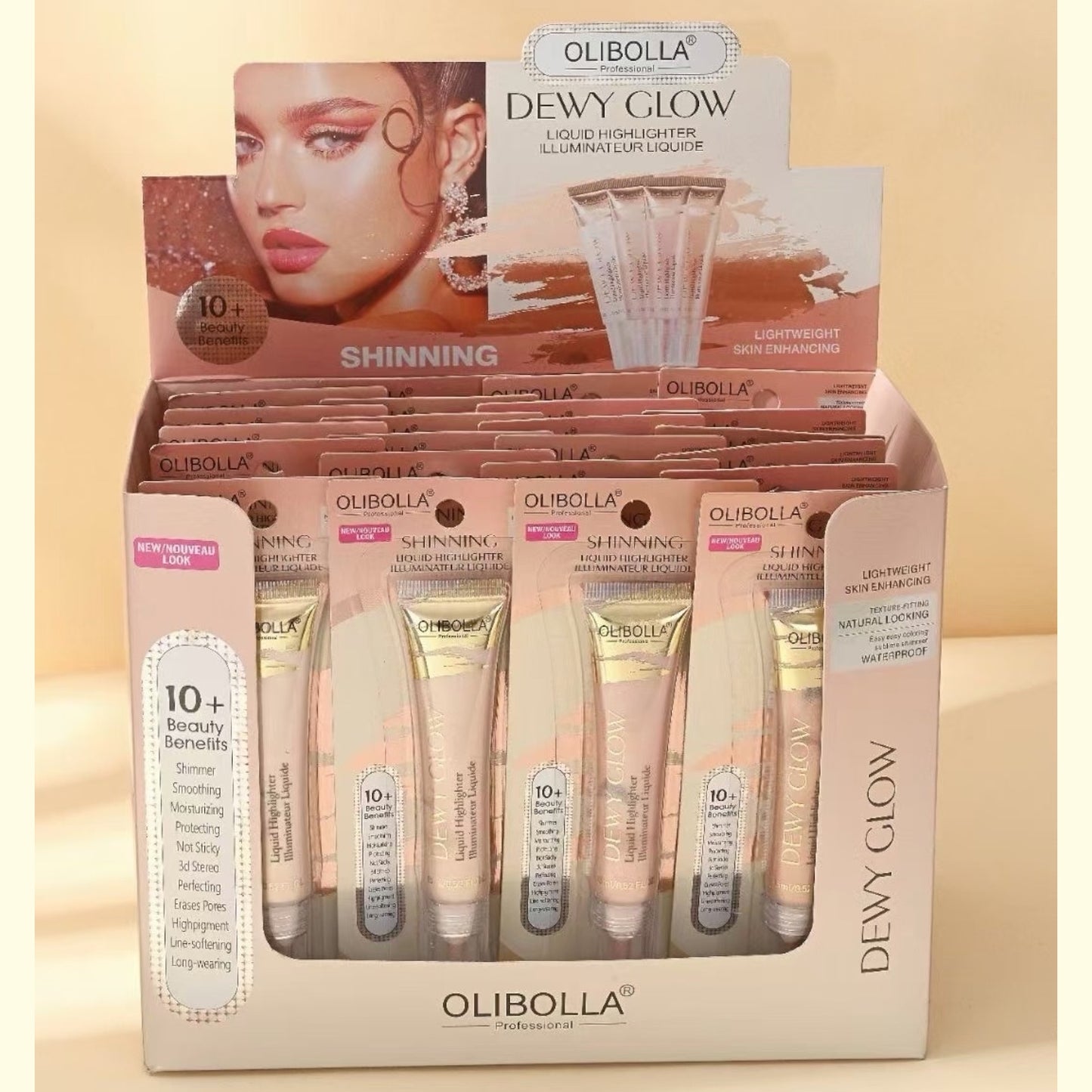 24PCS DISPLAY OLIBOLLA DEWY GLOW LIQUID HIGHLIGHTER LA-H163