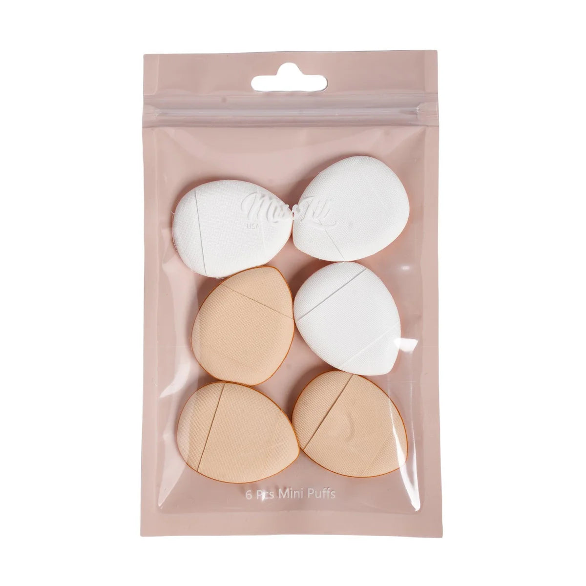 MISS LIL USA 6PCS MINI PUFFS BEIGE & WHITE #40