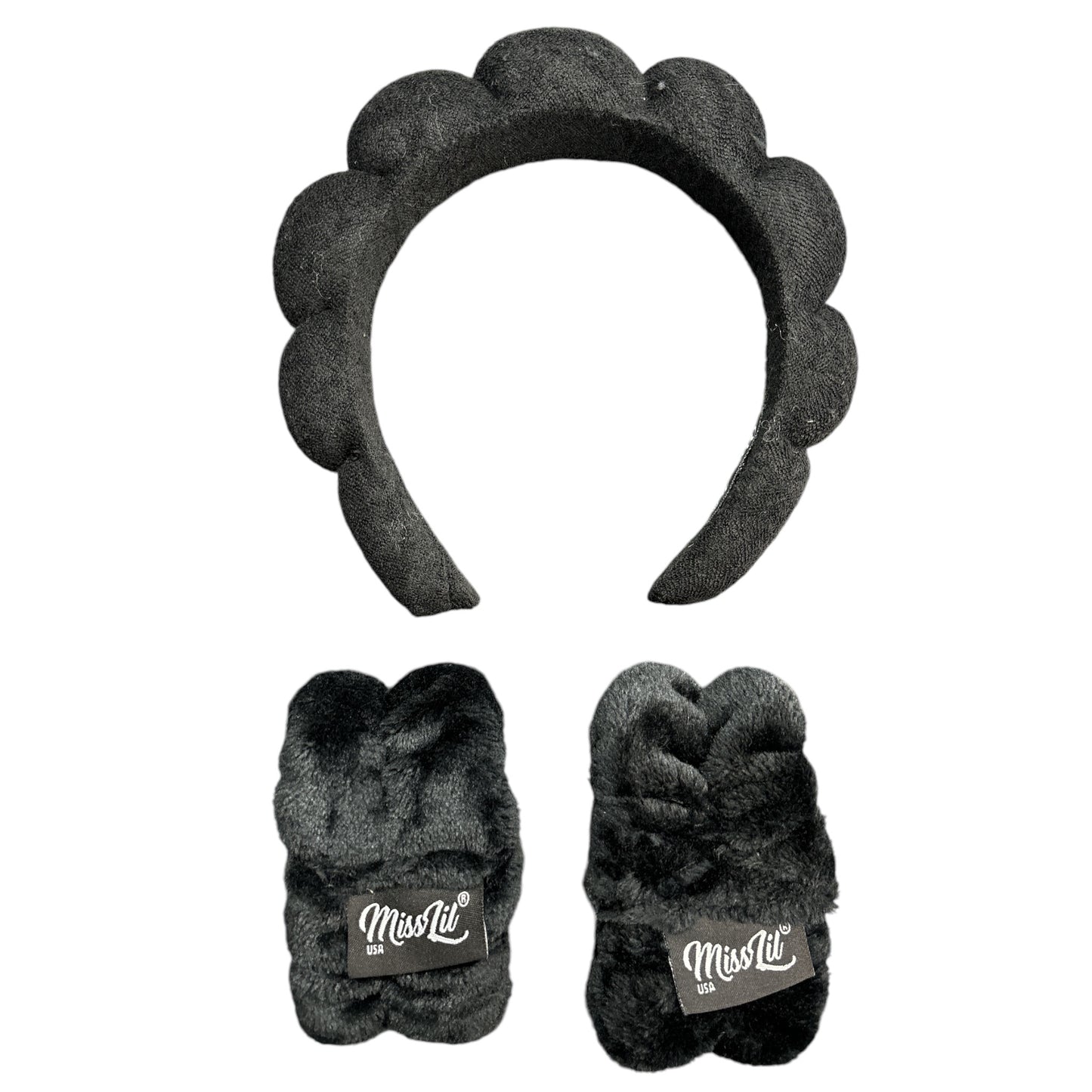 MISS LIL USA BLACK HEADBAND AND WRISTBAND SET MLHB-02