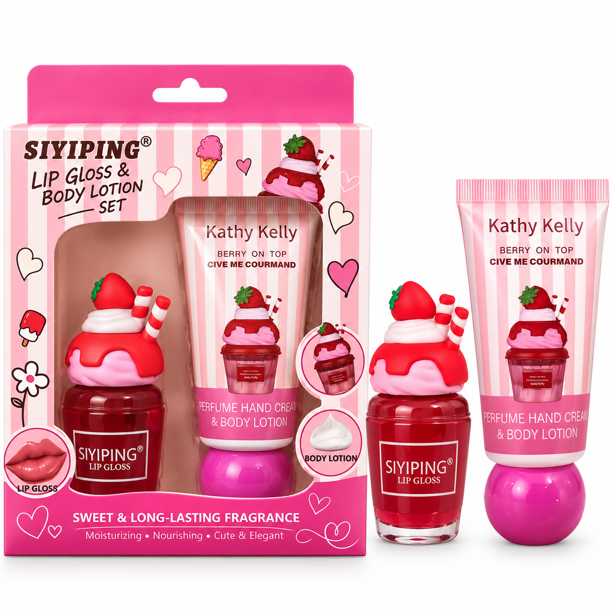 Siyiping Lip Gloss & Body Lotion Set