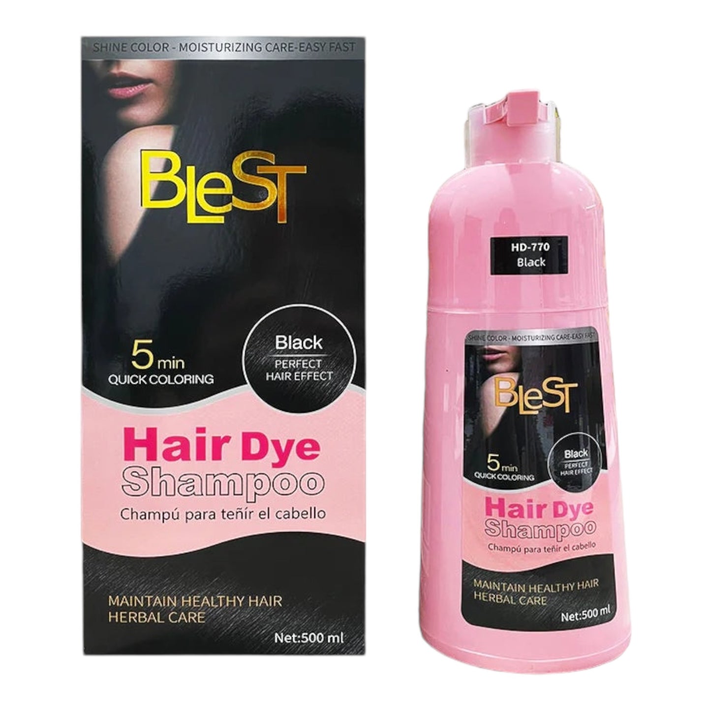 2PCS BLEST BLACK HAIR DYE SHAMPOO HD-770