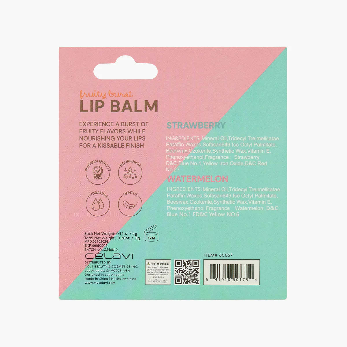 CELAVI FRUITY BURST LIP BALM 2PCS SET 6PACKS