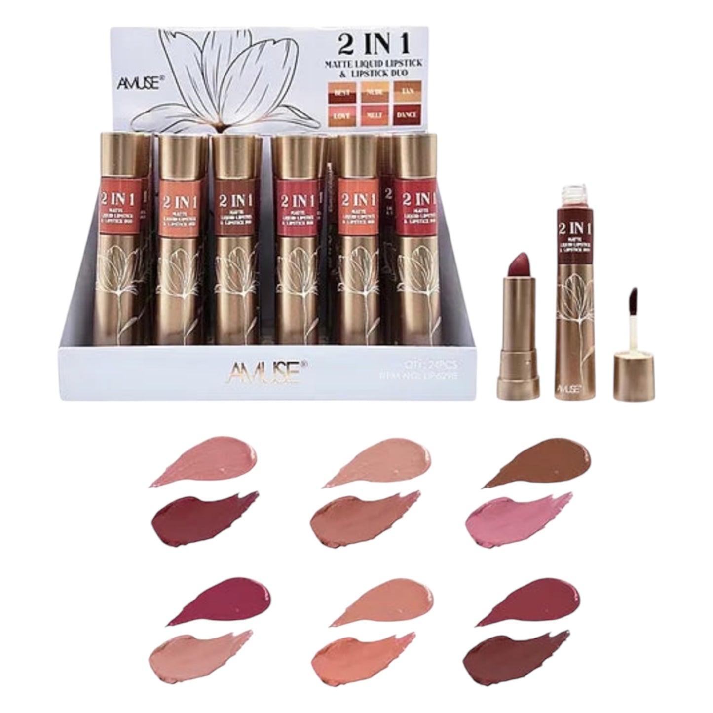24PCS AMUSE 2 IN 1 MATTE LIQUID LIP DUO LIP6298
