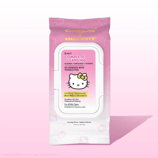 3PCS THE CREME SHOP 3 IN 1 COMPLETE CLEANSING 60 ESSENCE-RICH TOWELETTES HKCT8827-60