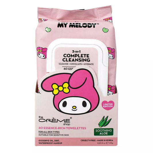 3PCS THE CREME SHOP X MY MELODY 3 IN 1 COMPLETE CLEANSING 60 ESSENCE-RICH TOWELETTES MMCT8831-60