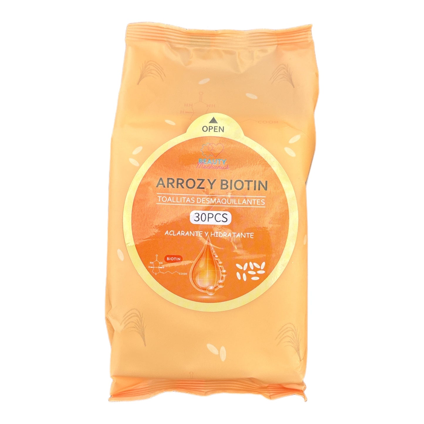 6PCS PACK BEAUTY MECHANICS WIPES ARROZ Y BIOTIN 0024
