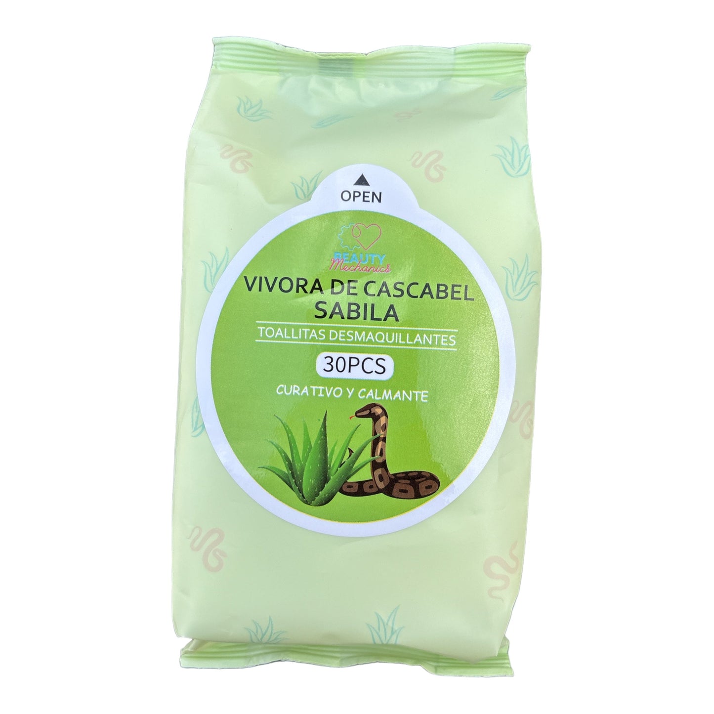 6PCS PACK BEAUTY MECHANICS WIPES VIVORA DE CASCABEL SABILA 0055