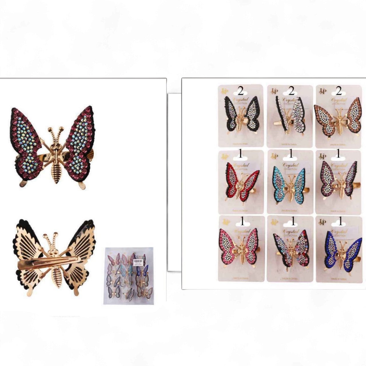 12PCS COLORED BUTTERFLY HAIR PINS DPN-0714