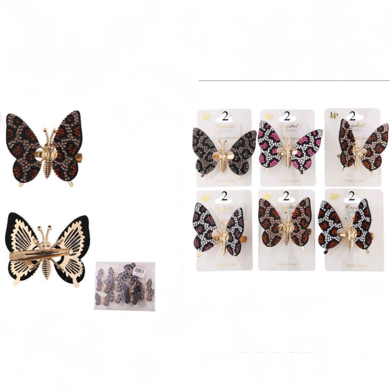 12PCS ANIMAL PRINT BUTTERFLY HAIR PINS DPN-0711