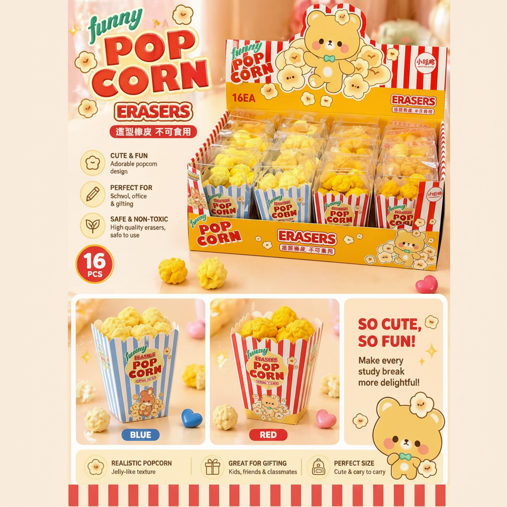 16PCS DISPLAY POPCORN ERASER XGD-2555