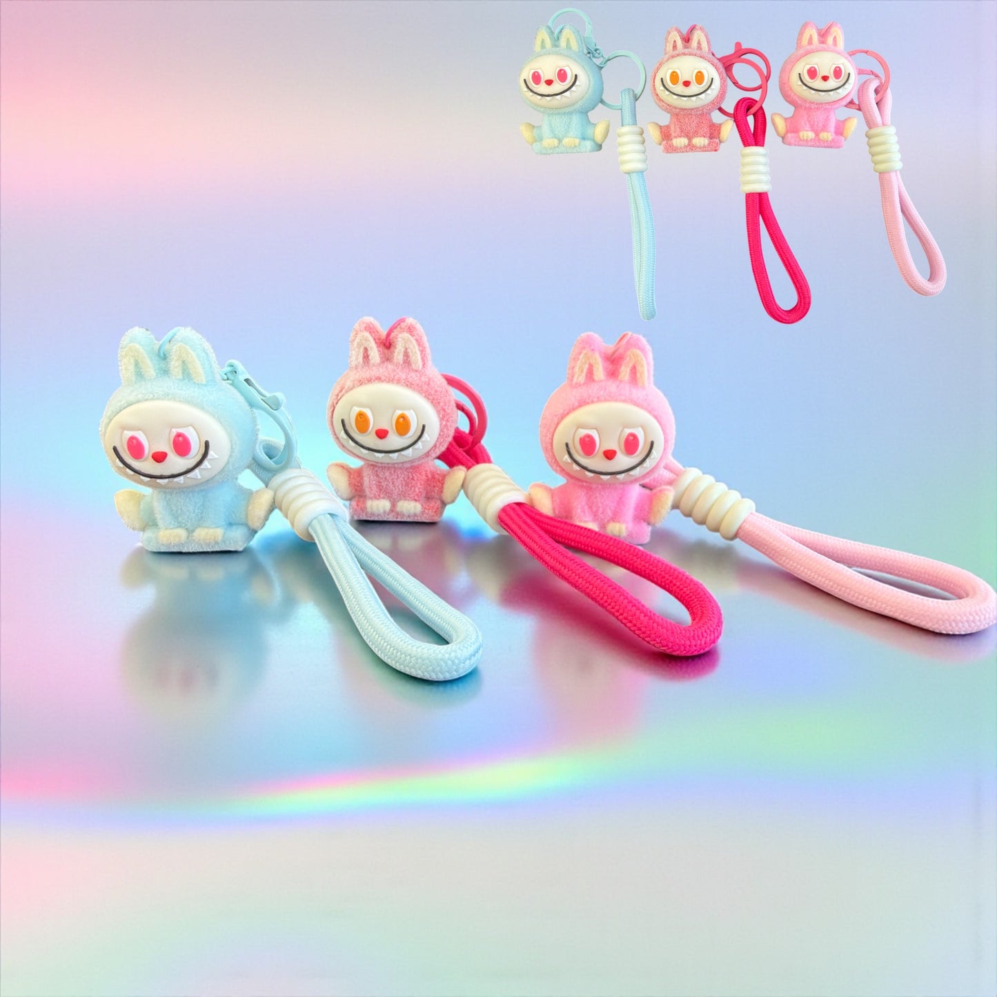 12PCS MONSTER FUZZY YOGA KEYCHAIN