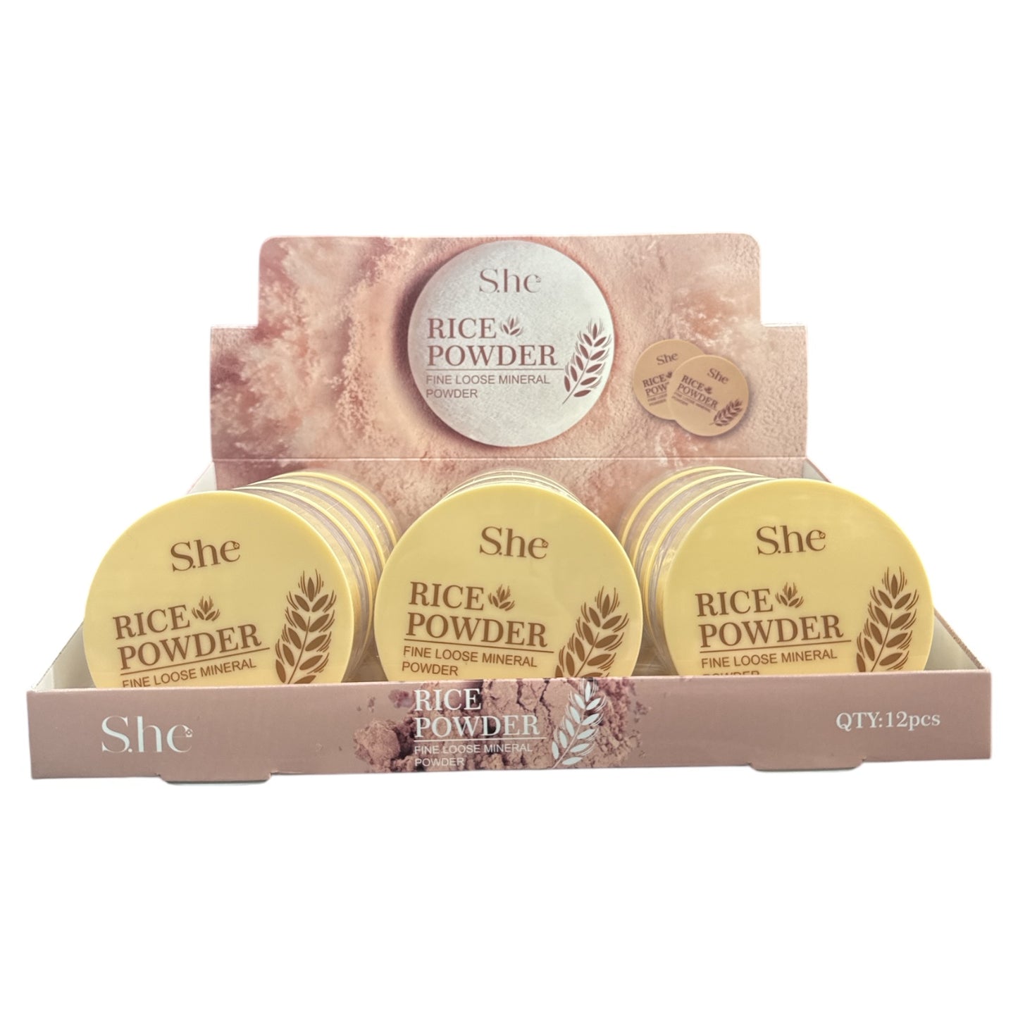 12PCS DISPLAY SHE MAKEUP RICE MINERAL POWDER RP1038-01