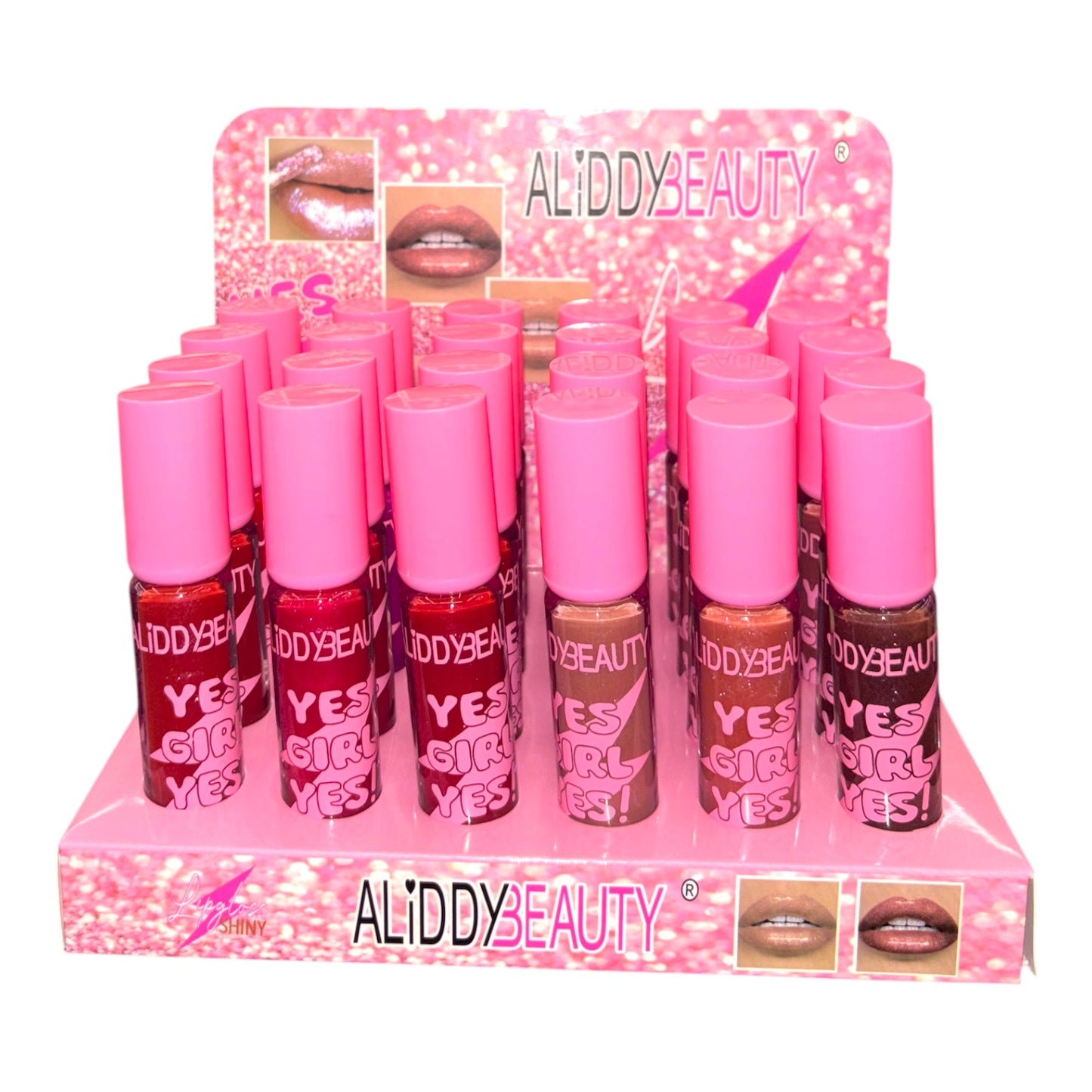 24PCS DISPLAY ALIDDY BEAUTY LIP GLOSS SHINY A7007