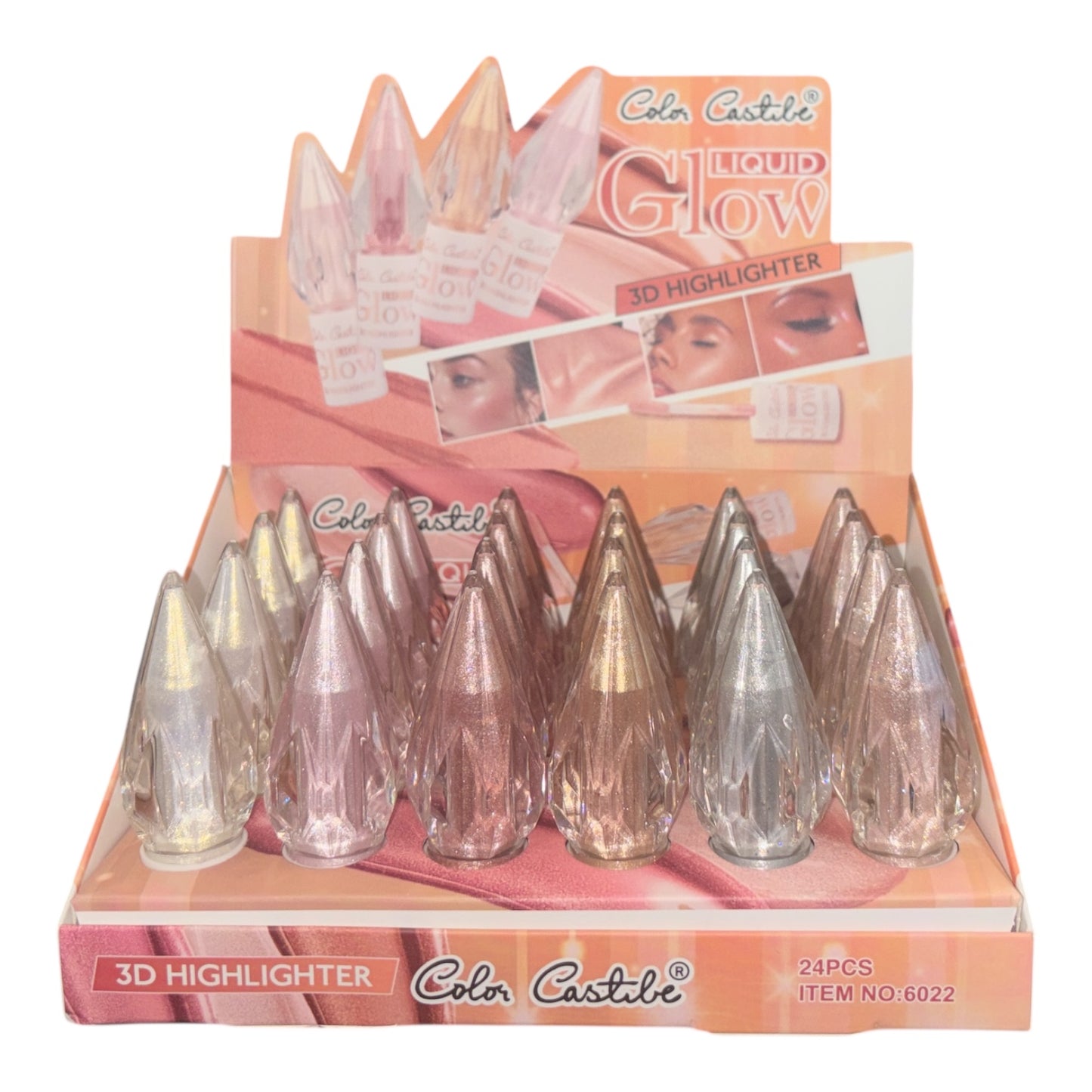24PCS DISPLAY COLOR CASTILE LIQUID GLOW 3D HIGHLIGHTER 6022