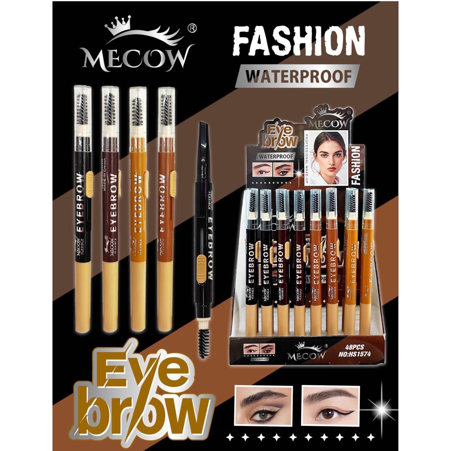 48PCS MECOW EYEBROW PENCIL WATERPROOF HS1574