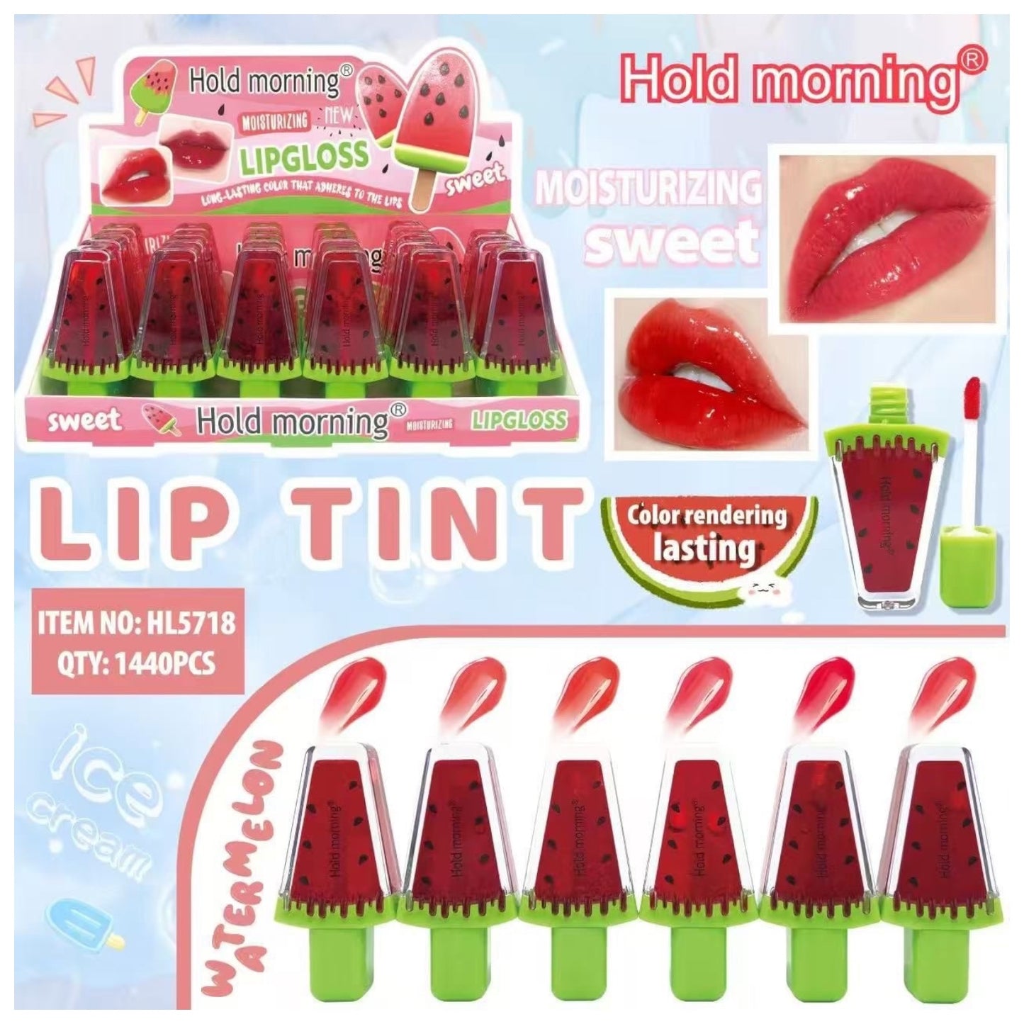 24PCS HOLD MORNING WATERMELON LIPGLOSS HL5718