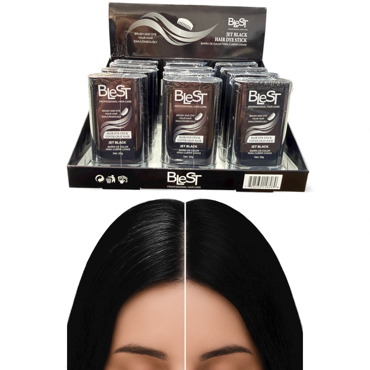 12PCS BLEST JET BLACK HAIR DYE STICK 8289