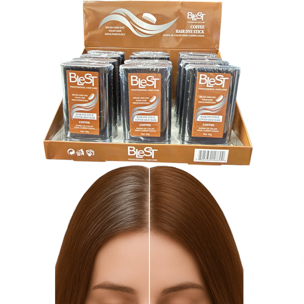 12PCS BLEST COFFEE HAIR DYE STICK 8302