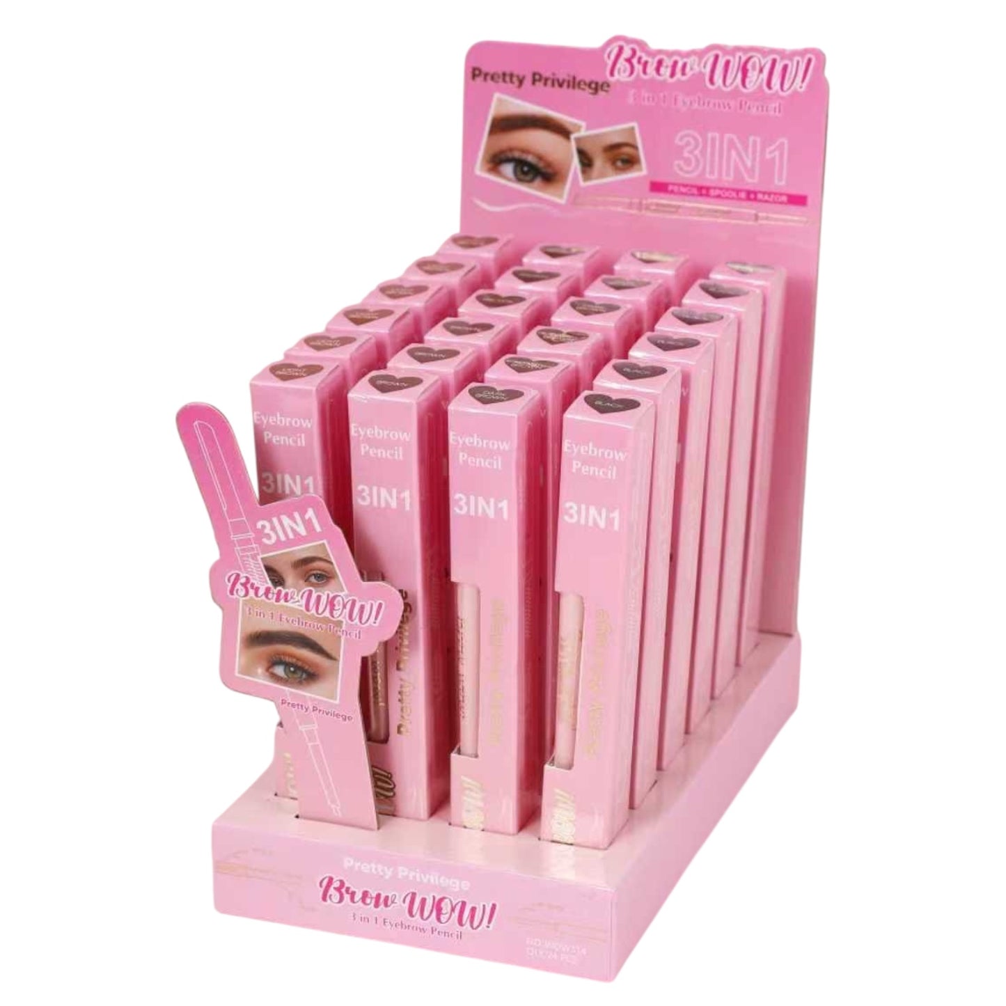 24PCS DISPLAY PRETTY PRIVILEGE BROW WOW! 3IN1 EYEBROW PENCIL WOW314