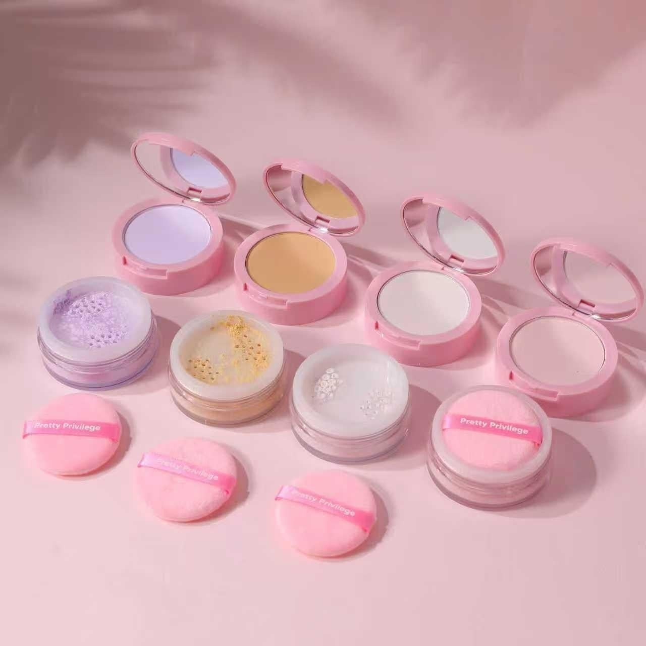 12PCS DISPLAY PRETTY PRIVILEGE FLAWLESS SET MATTE SETTING POWDER 2IN1 PSP4