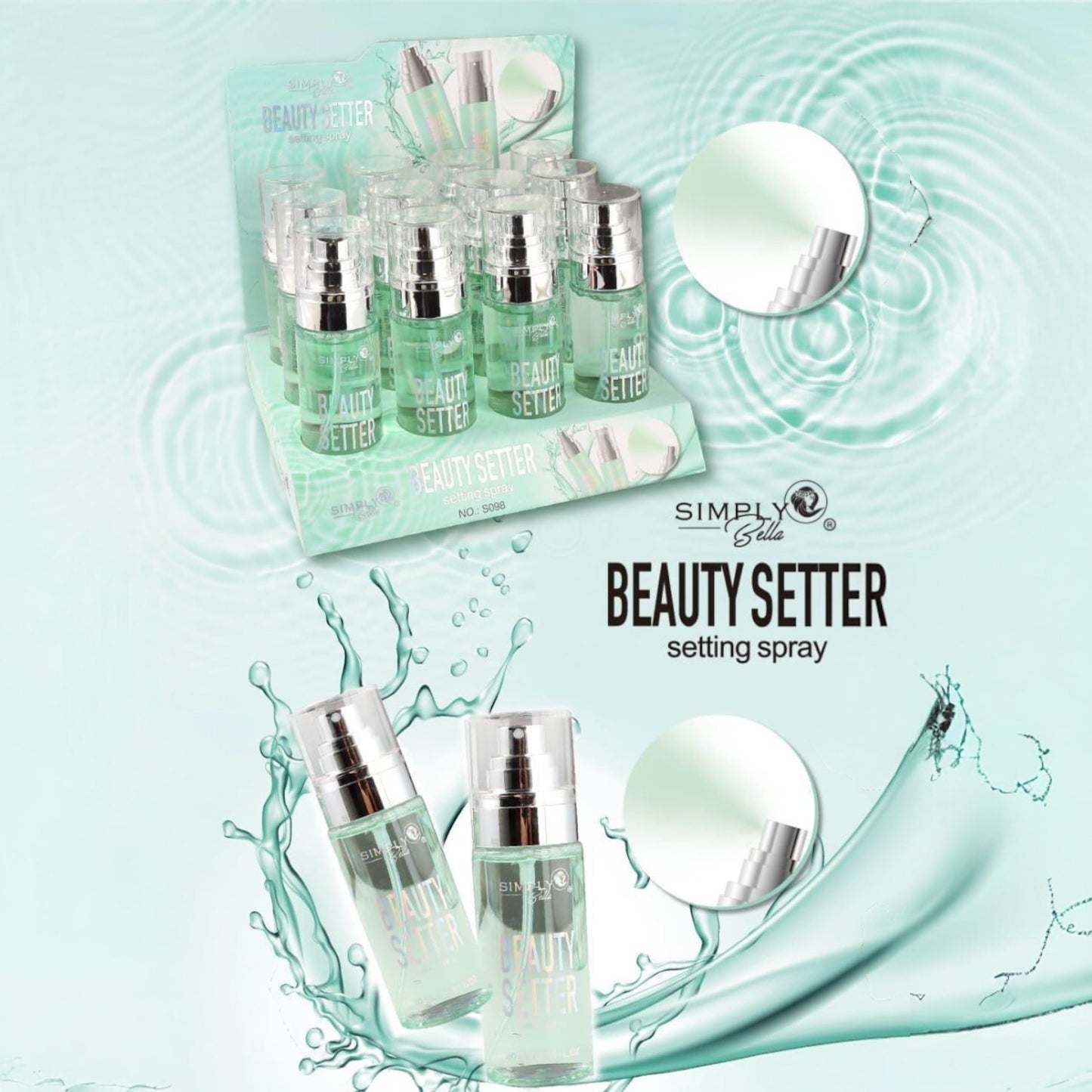 12PCS DISPLAY SIMPLY BELLA BEAUTY SETTER SETTING SPRAY S098