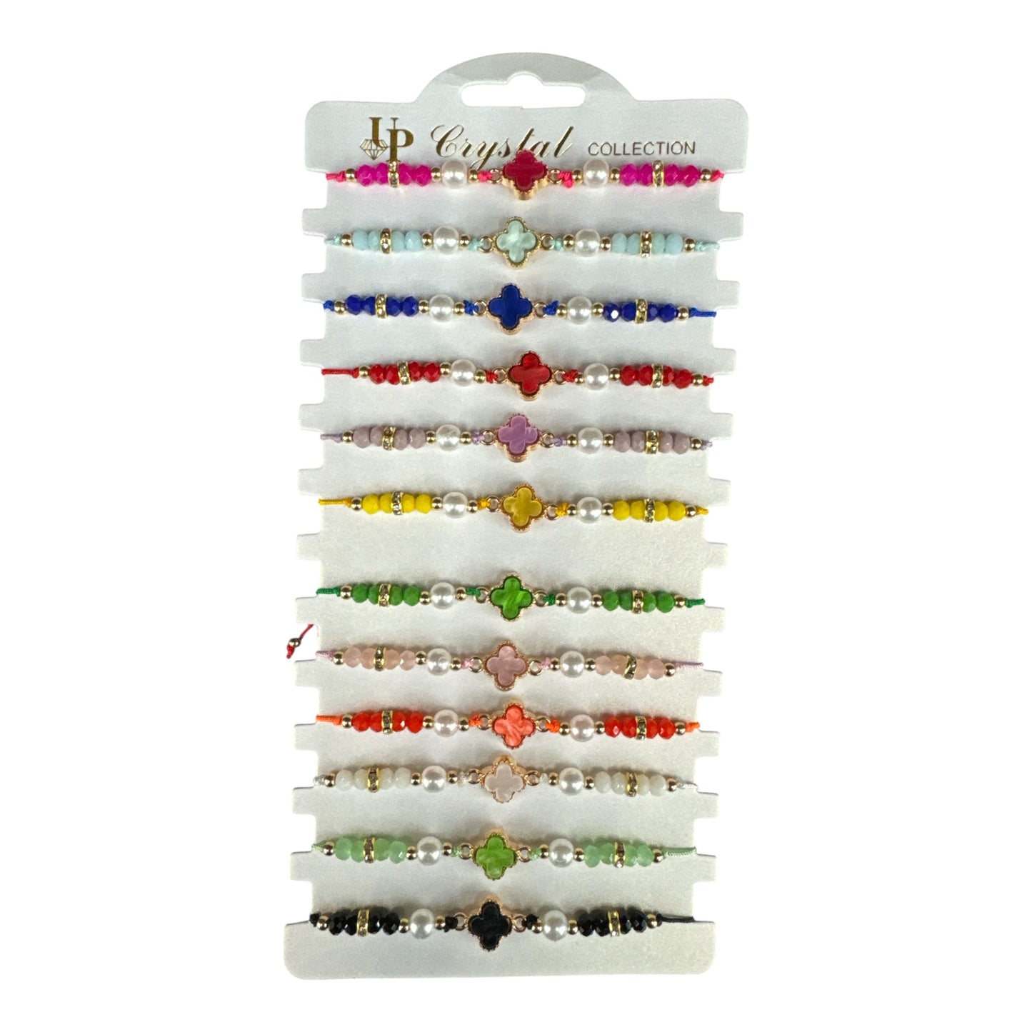 12PCS PACK CLOVER COLORED BEAD STRING BRACELETS YBT-5404