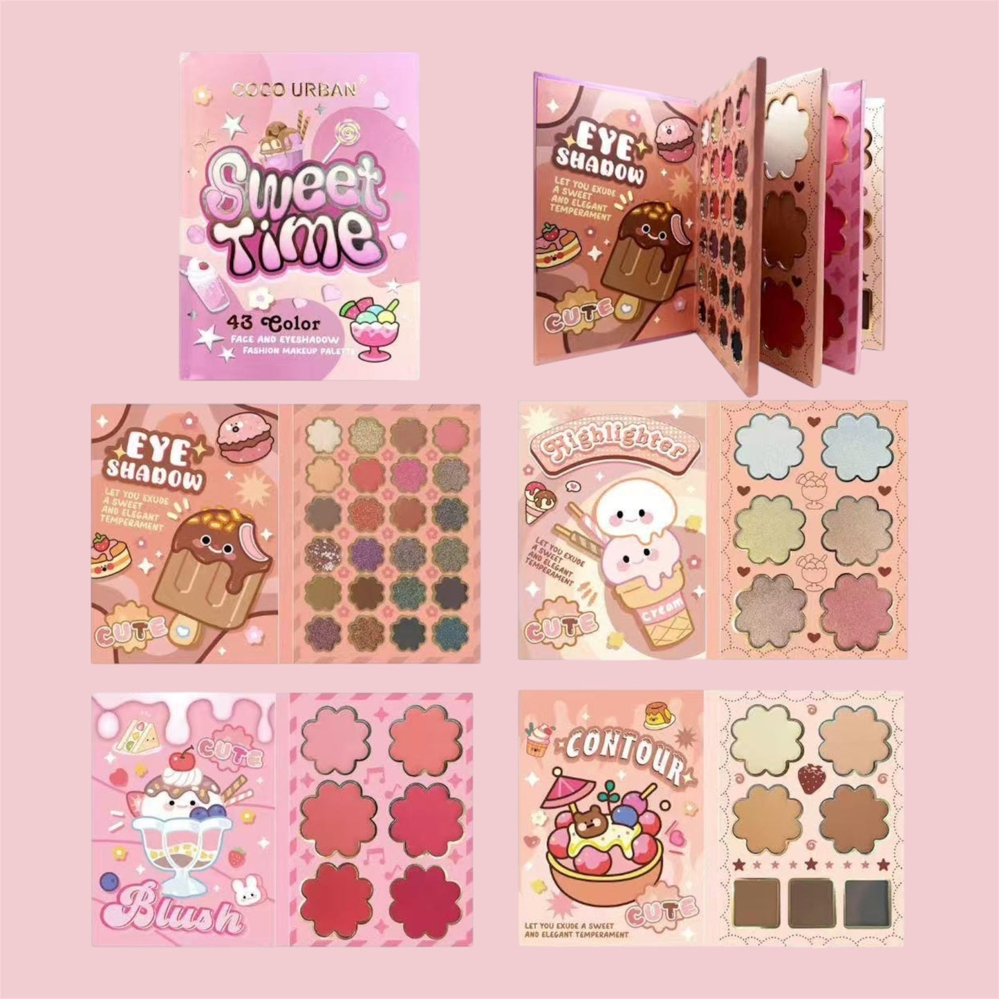 2PCS SET COCO URBANO SWEET TIME 43 COLOR EYE SHADOW PALETTE 2072