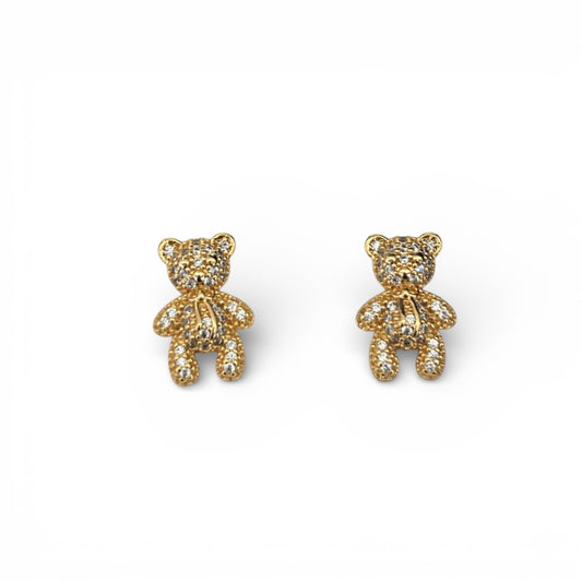 6PCS ORO LAMINADO BLING TEDDY EARRINGS JE1390