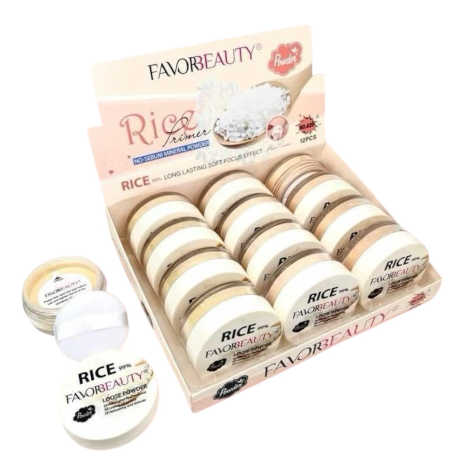 FAVOR BEAUTY RICE PRIMER 12 PCS DISPLAY – Flawless Beauty Wholesale