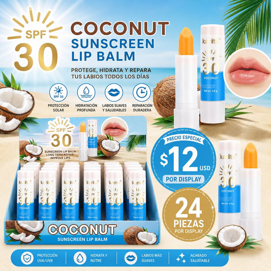 24PCS DISPLAY KARITE COCONUT SUNSCREEN LIP BALM 29249-47A