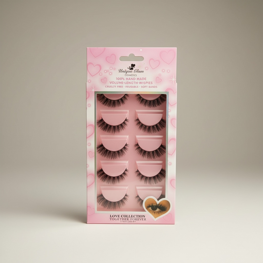 3PCS UNIQUE GLAM COSMETICS TOGETHER FOREVER LOVE COLLECTION 5 PAIR LASHES