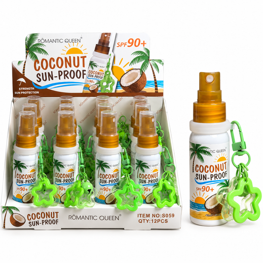 Spray de coco Romantic Queen FPS90+ con llavero colgante