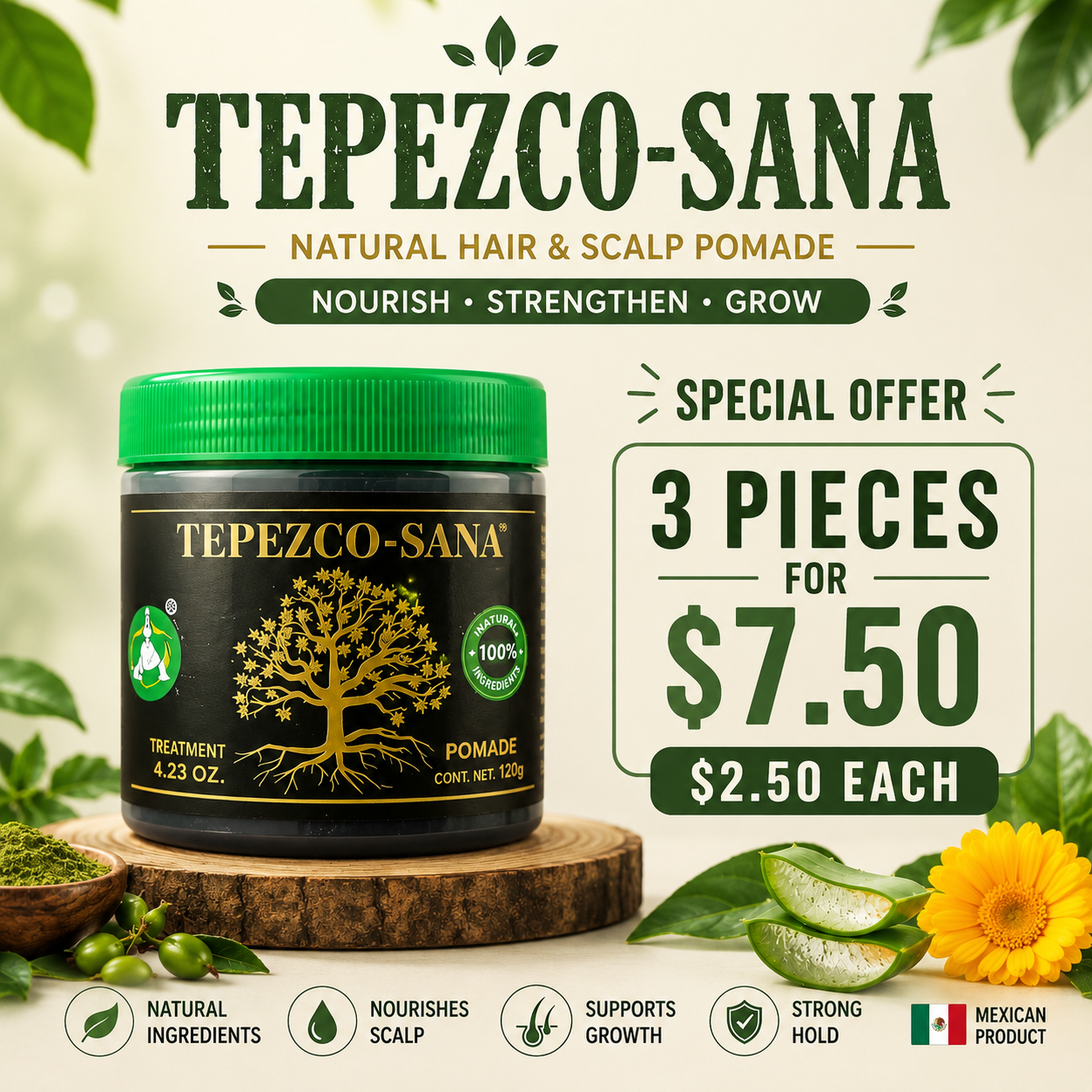 3PCS TEPEZCOHUITE-SANA OINTMENT 5899