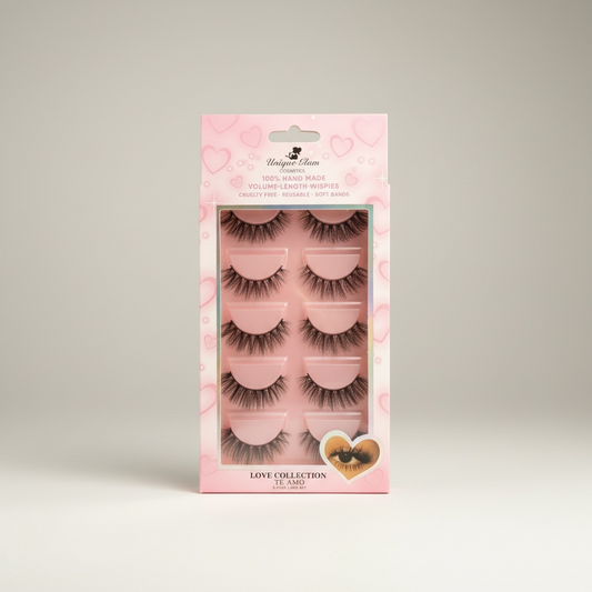 3PCS UNIQUE GLAM COSMETICS TE AMO LOVE COLLECTION 5 PAIR LASHES