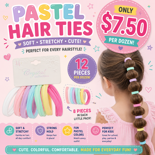 12PCS PACK HAIR TIES BANDS MULTICOLORED YPO-1301P
