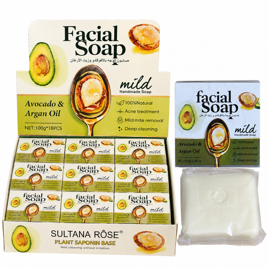 Jabón facial de aceite de argán y aguacate Sultana Rose