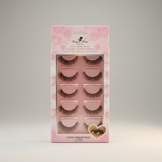 3PCS UNIQUE GLAM COSMETICS AMOR LOVE COLLECTION 5 PAIR LASHES