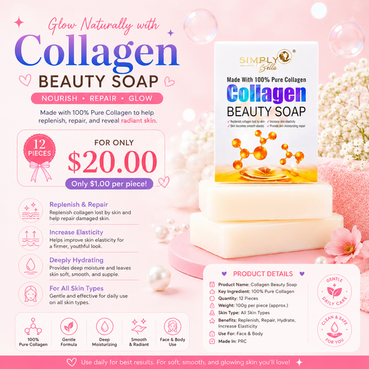 12PCS DISPLAY SIMPLY BELLA COLLAGEN BEAUTY SOAP SIM005