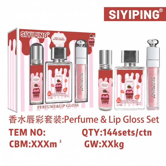 4PCS RED GLOSS AND PERFUME SET