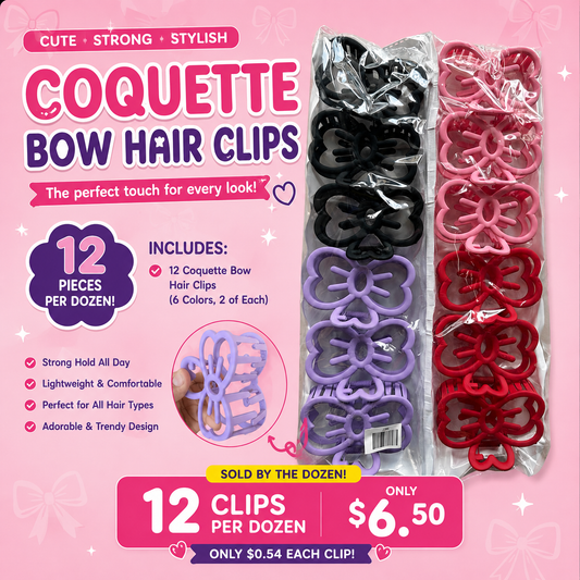 12PCS PACK COQUETTE BOW HAIR CLIPS BHC7