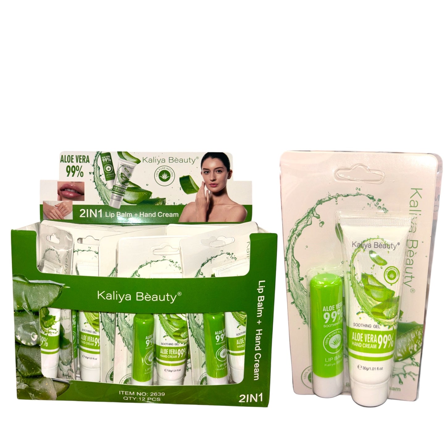 12PCS DISPLAY KALIYA BEAUTY 2IN1 LIP BALM + HAND CREAM 2639