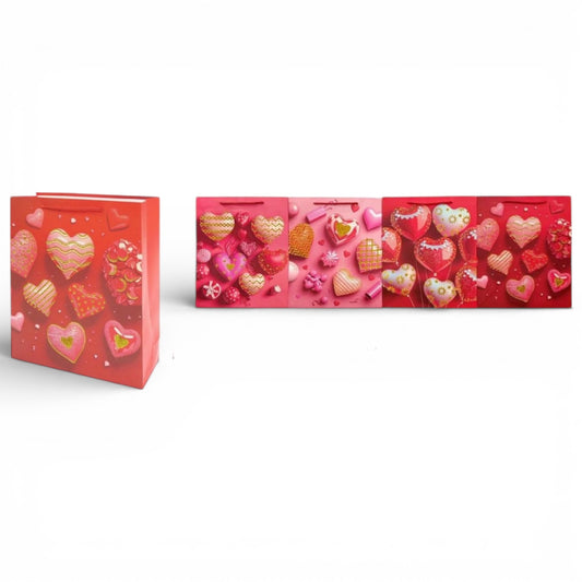 12PCS PACK HEART GLITTER GIFT BAGS BA2543