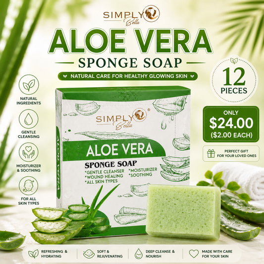 12PC SIMPLY BELLA ALOE VERA SPONGE SOAP SIM059
